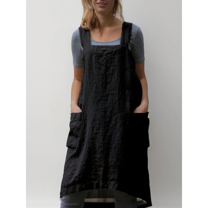 Women’s Apron with Cross-Back Design and Multiple Pockets