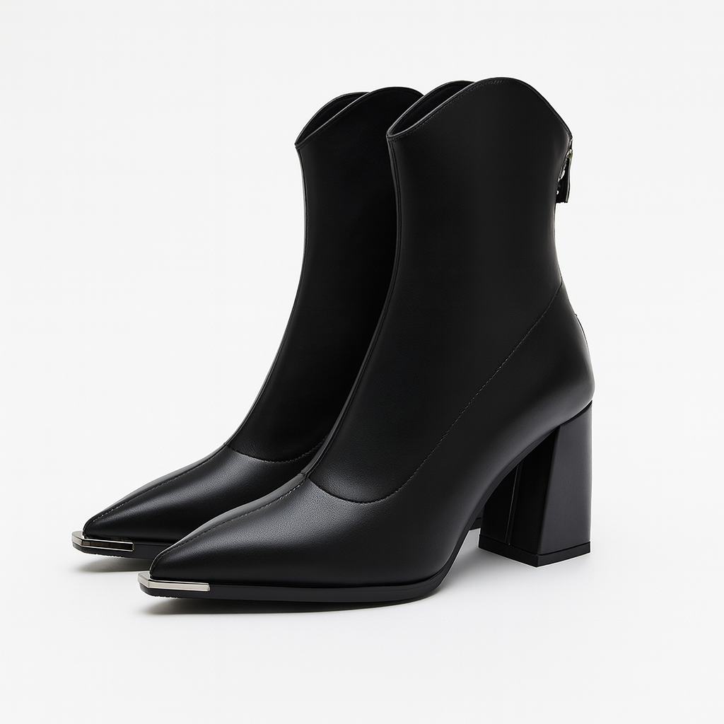 Women's Chelsea Boots with Chrome Tip and Rubber