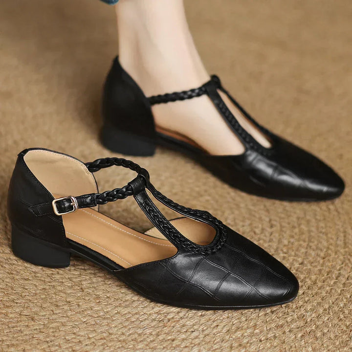 Women’s Flats with Pointed Toe and Braided T-Strap