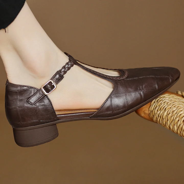 Women’s Flats with Pointed Toe and Braided T-Strap