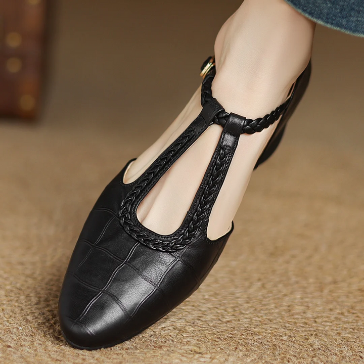 Women’s Flats with Pointed Toe and Braided T-Strap