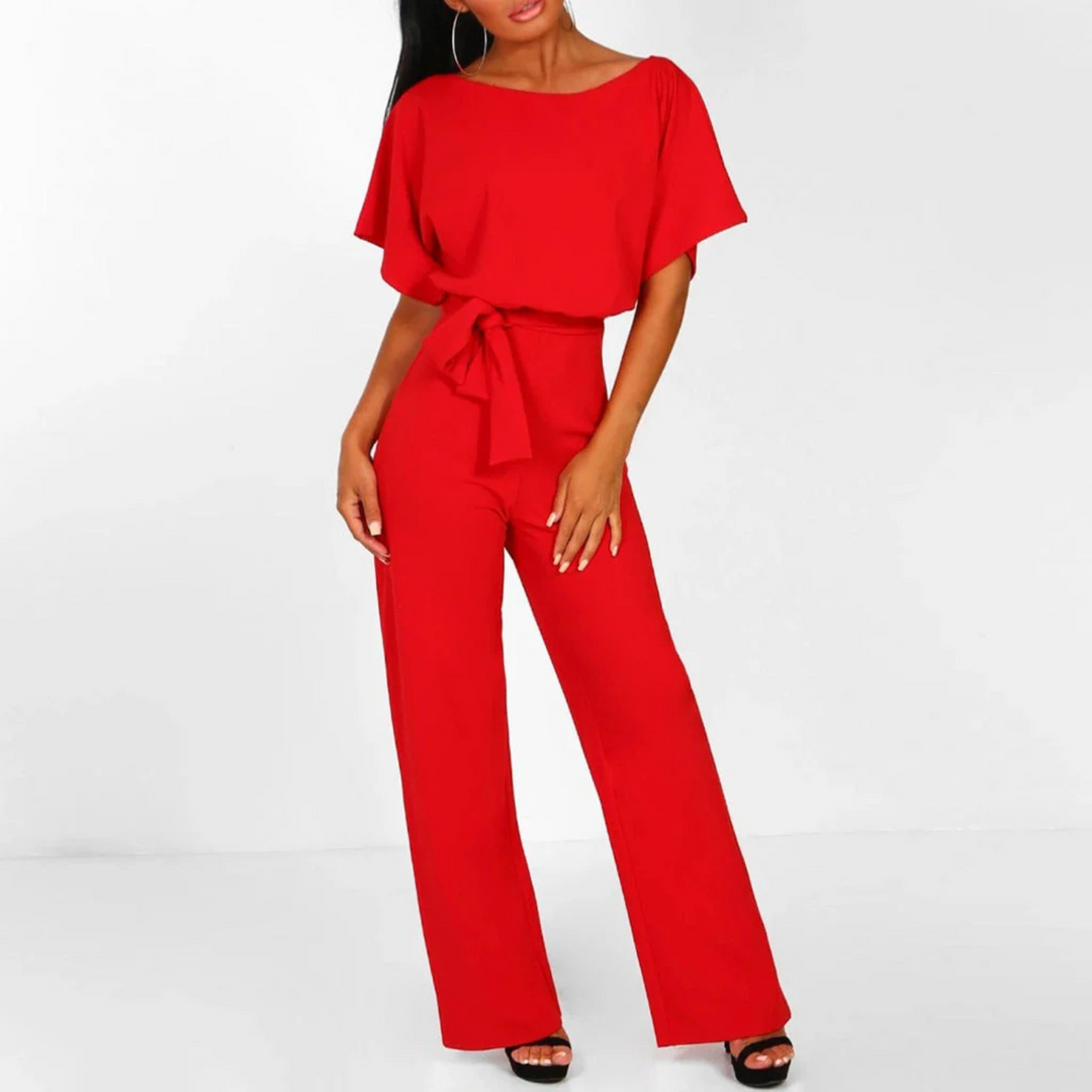 Women’s Jumpsuit with Fitted Cut and Lace-Up Waist