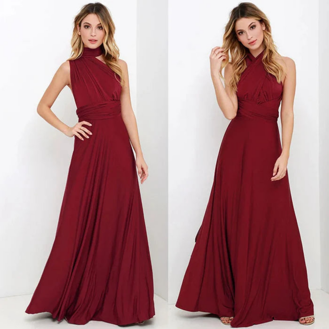 Women’s maxi Dress with Adjustable Straps and Pleated Waist
