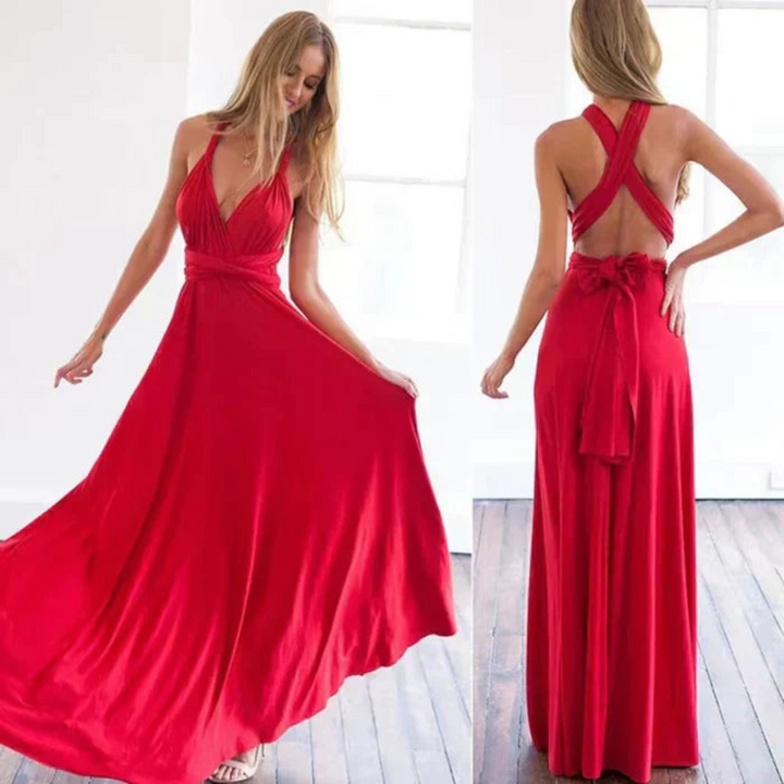 Women’s maxi Dress with Adjustable Straps and Pleated Waist