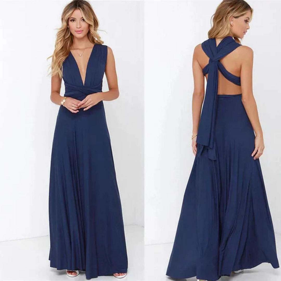 Women’s maxi Dress with Adjustable Straps and Pleated Waist