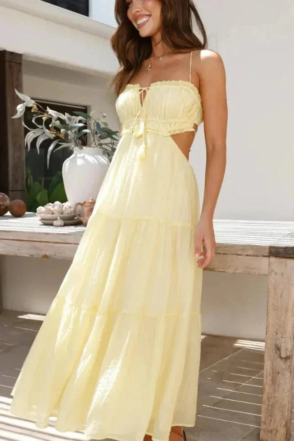 Women’s Maxi Dress with Tie-up Back and Lined Interior