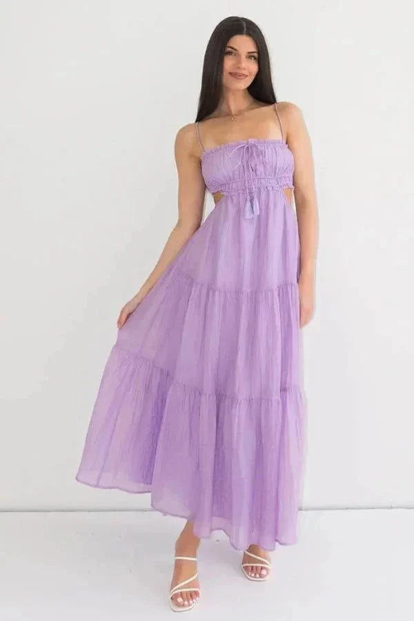 Women’s Maxi Dress with Tie-up Back and Lined Interior
