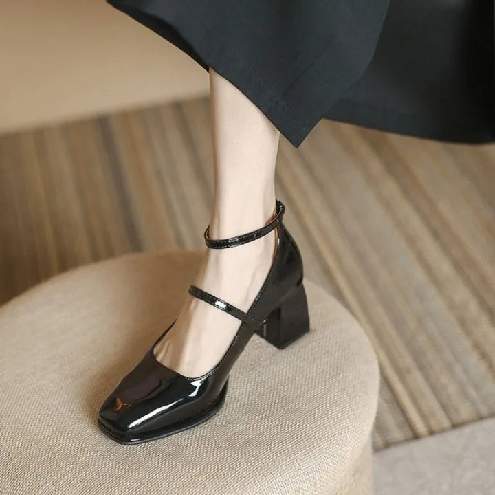 Women’s Pumps with Adjustable Ankle Strap and Block Heel
