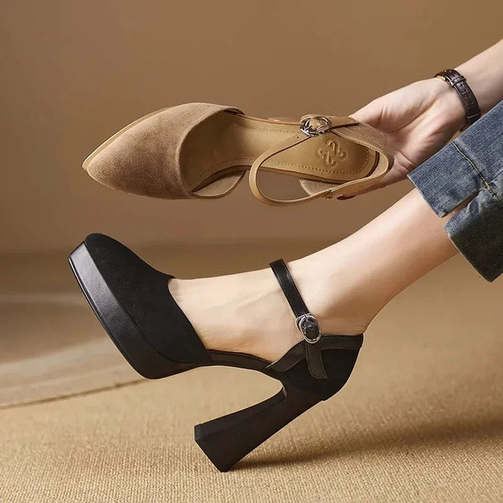 Women’s Pumps with Ankle Strap and Platform Heel