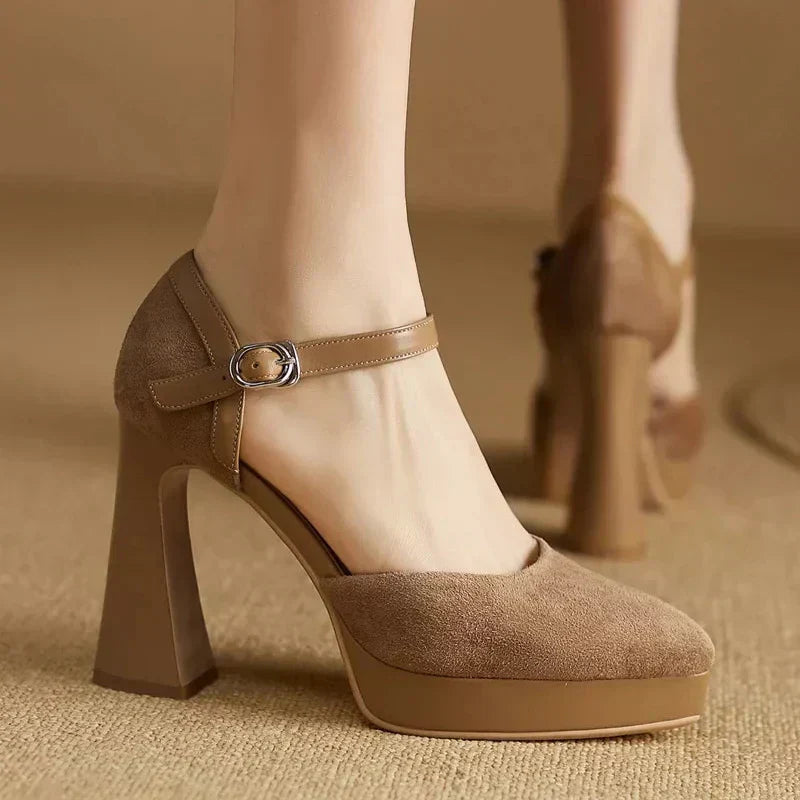 Women’s Pumps with Ankle Strap and Platform Heel