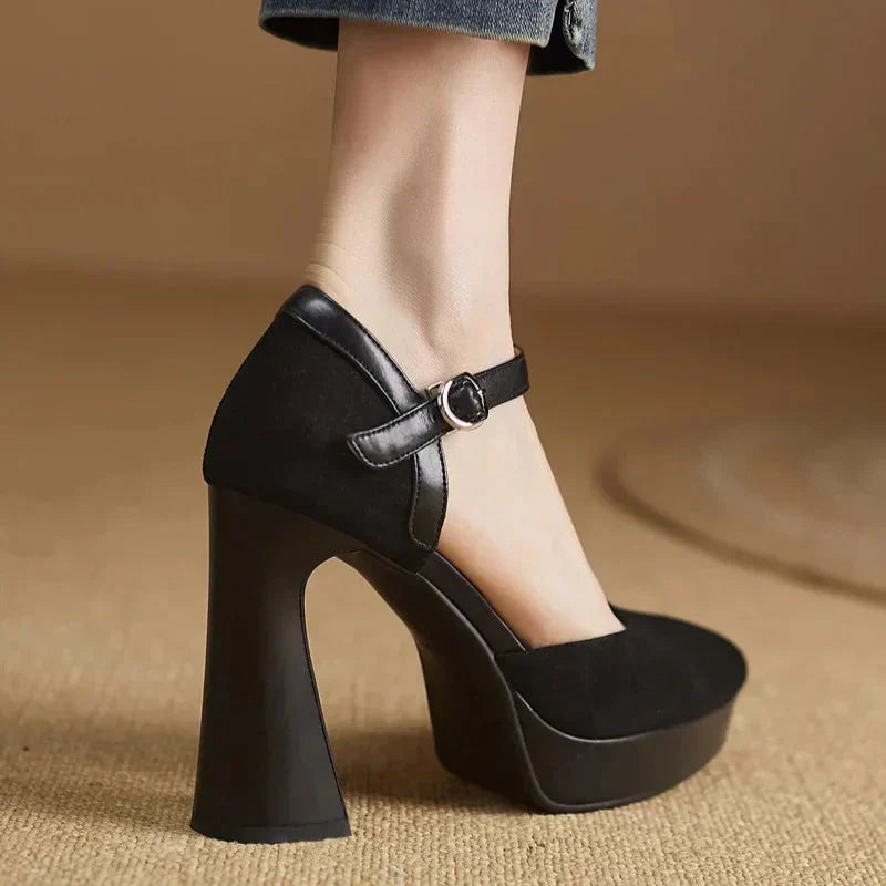 Women’s Pumps with Ankle Strap and Platform Heel