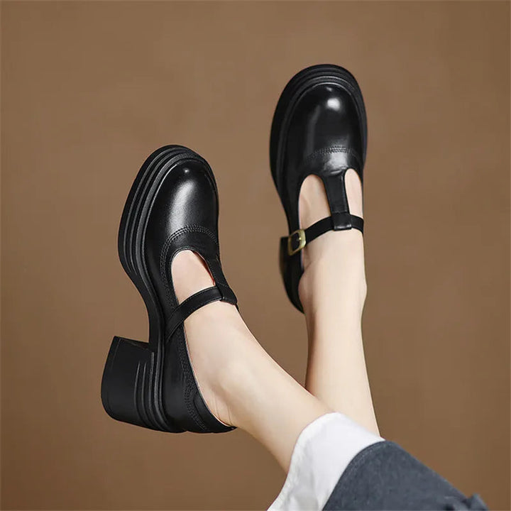 Women’s Pumps with T-Strap and Block Heel