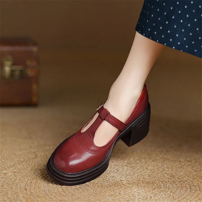 Women’s Pumps with T-Strap and Block Heel