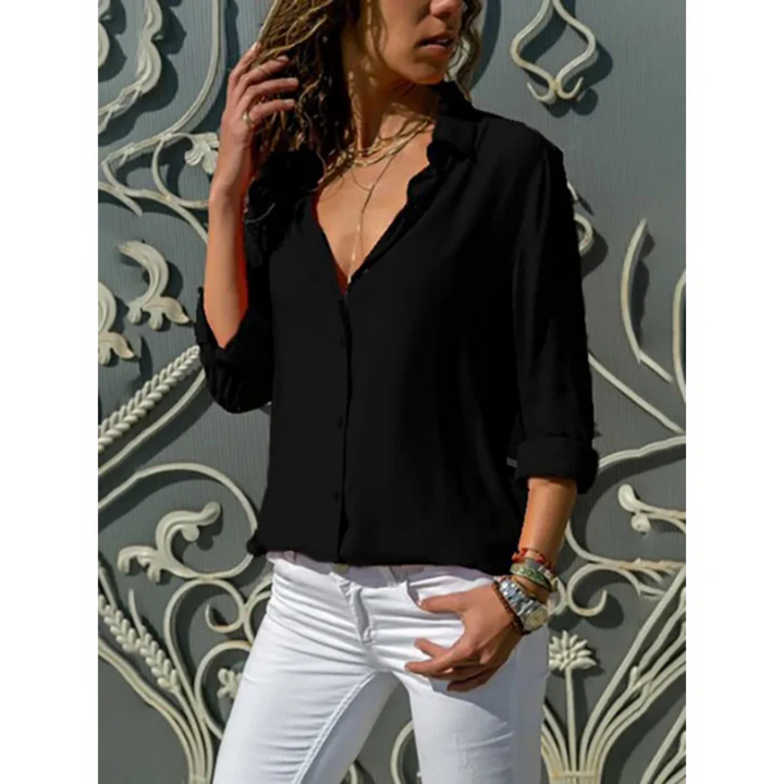 Women’s Shirt with Button-Down Closure and Long Sleeves