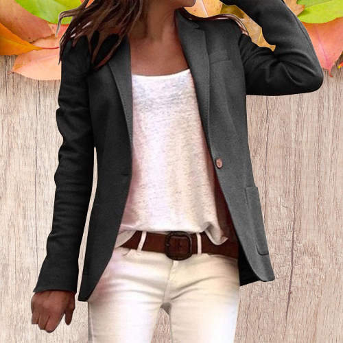 Women’s Slim-Fit Blazer with Notched Lapel and Button Closure