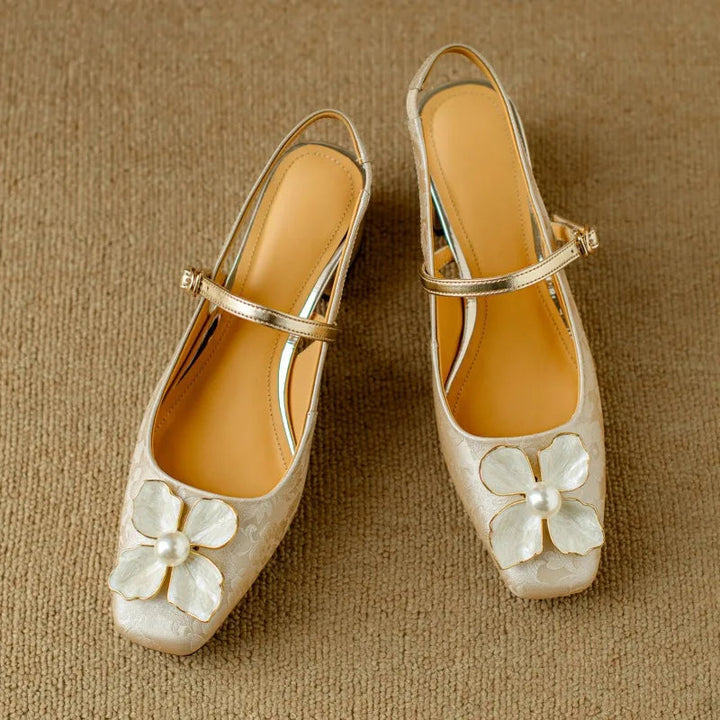 Women’s Slingback Pumps with Square Toe and Block Heel
