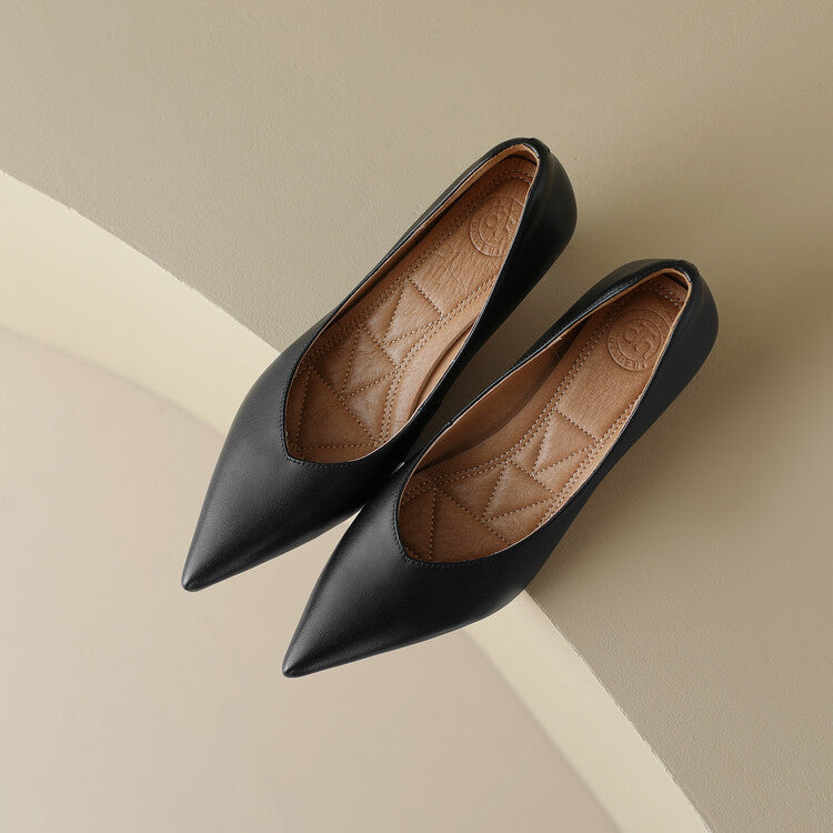 Women’s Slip-On Pumps with Pointed Toe and Low Kitten Heel