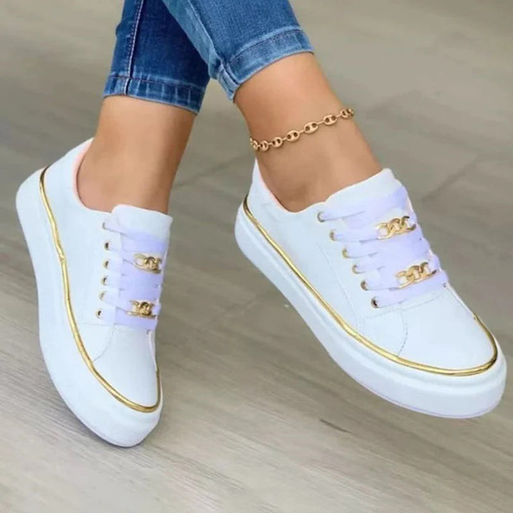 Women’s Sneakers with Gold Accent and Padded Interior