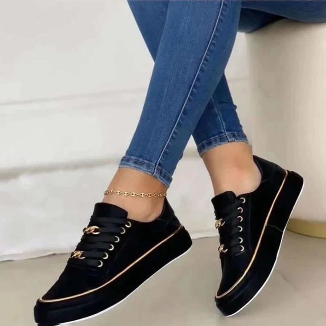 Women’s Sneakers with Gold Accent and Padded Interior