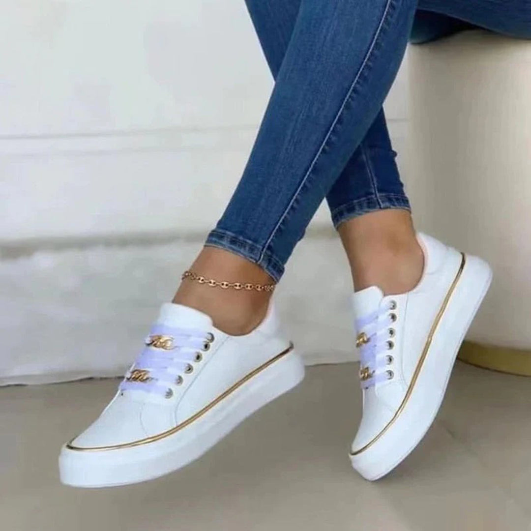 Women’s Sneakers with Gold Accent and Padded Interior