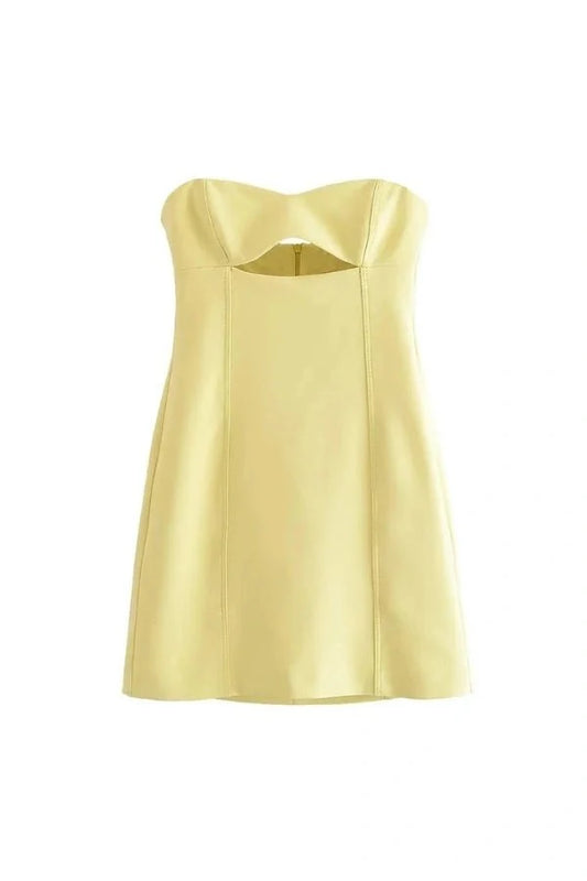 Women’s Strapless Mini Dress with Cutout Detail and A-line Skirt