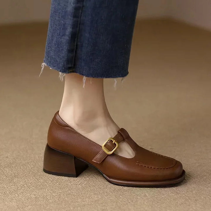 Women’s T-Strap Mary Jane with Square Toe and Low Block Heel