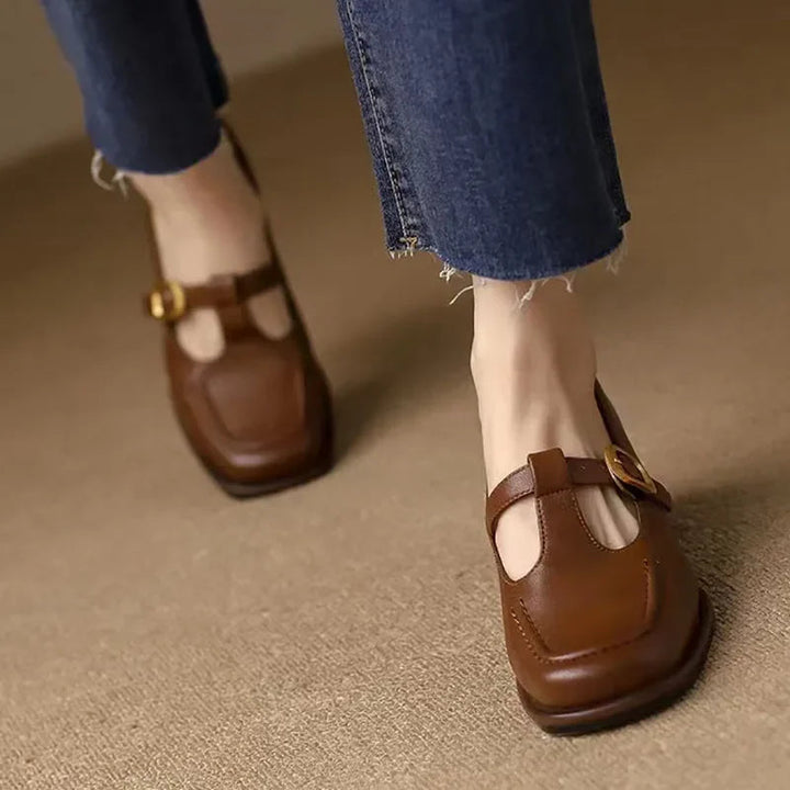 Women’s T-Strap Mary Jane with Square Toe and Low Block Heel