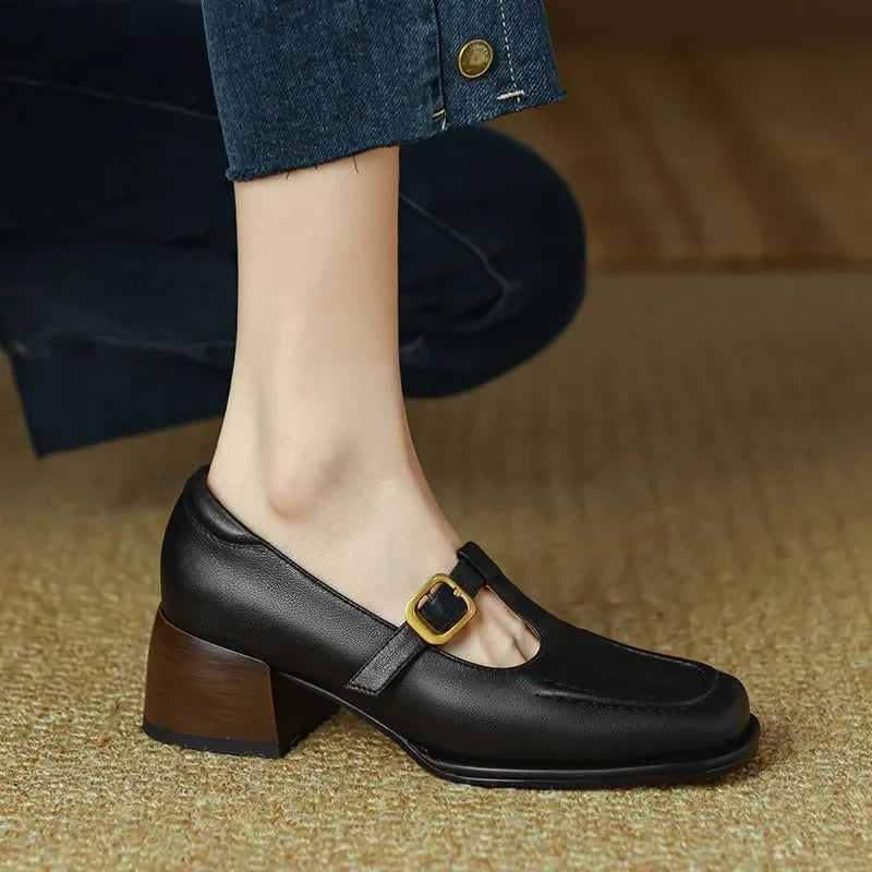 Women’s T-Strap Mary Jane with Square Toe and Low Block Heel