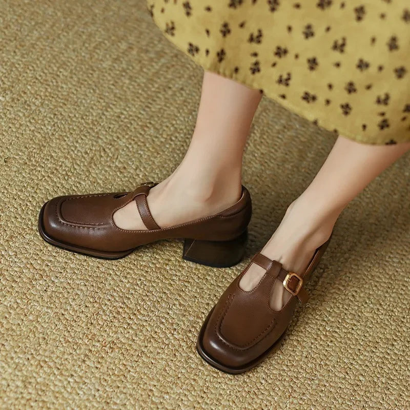 Women’s T-Strap Mary Jane with Square Toe and Low Block Heel
