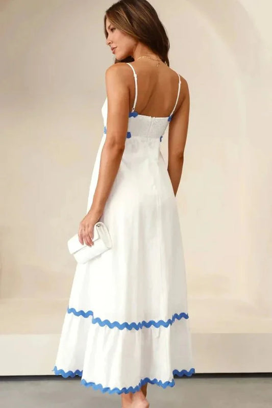 Women’s Maxi Dress with Scalloped Trim and Tiered Hem