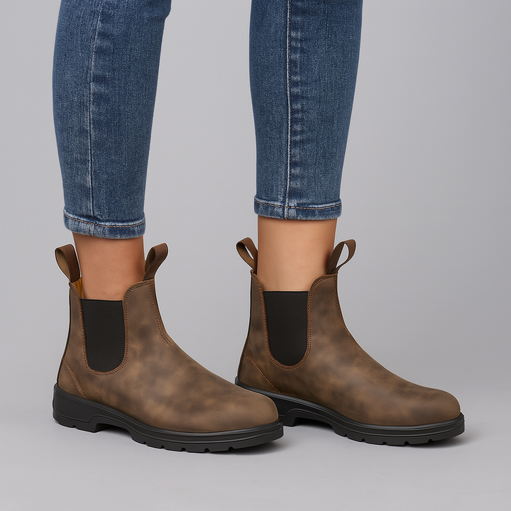 Women’s Chelsea Boots with Slip-On Design and Elastic Side Panels