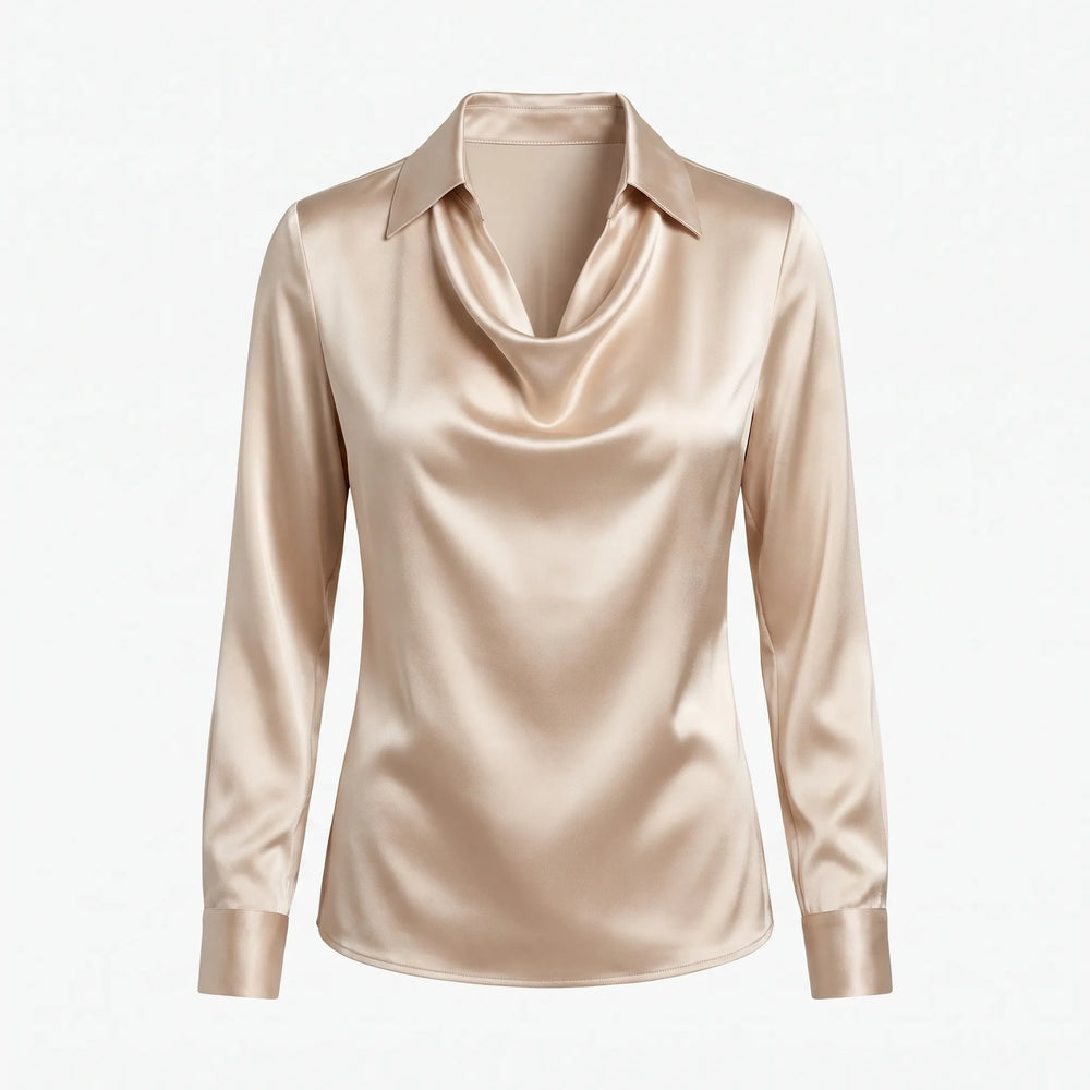 Women's Draped Neck Long Sleeve Blouse