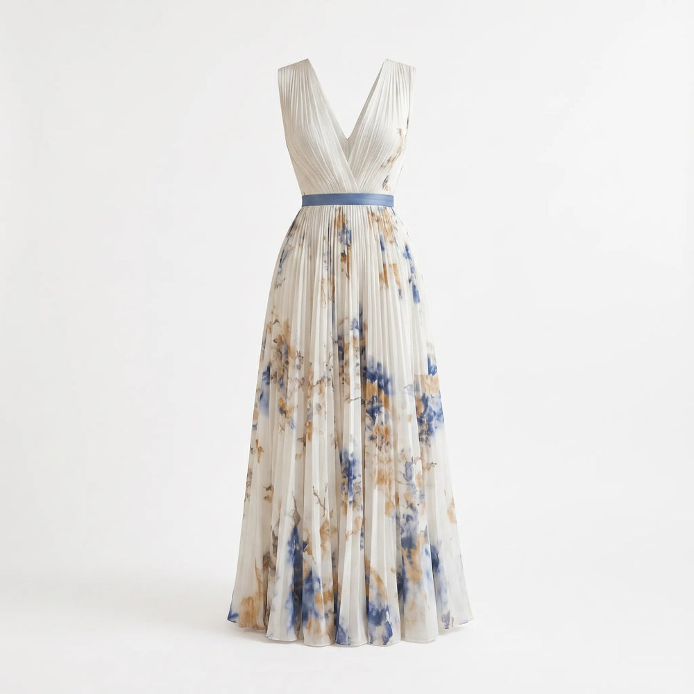 Women's Flowy Sleeveless Pleated Maxi Dress