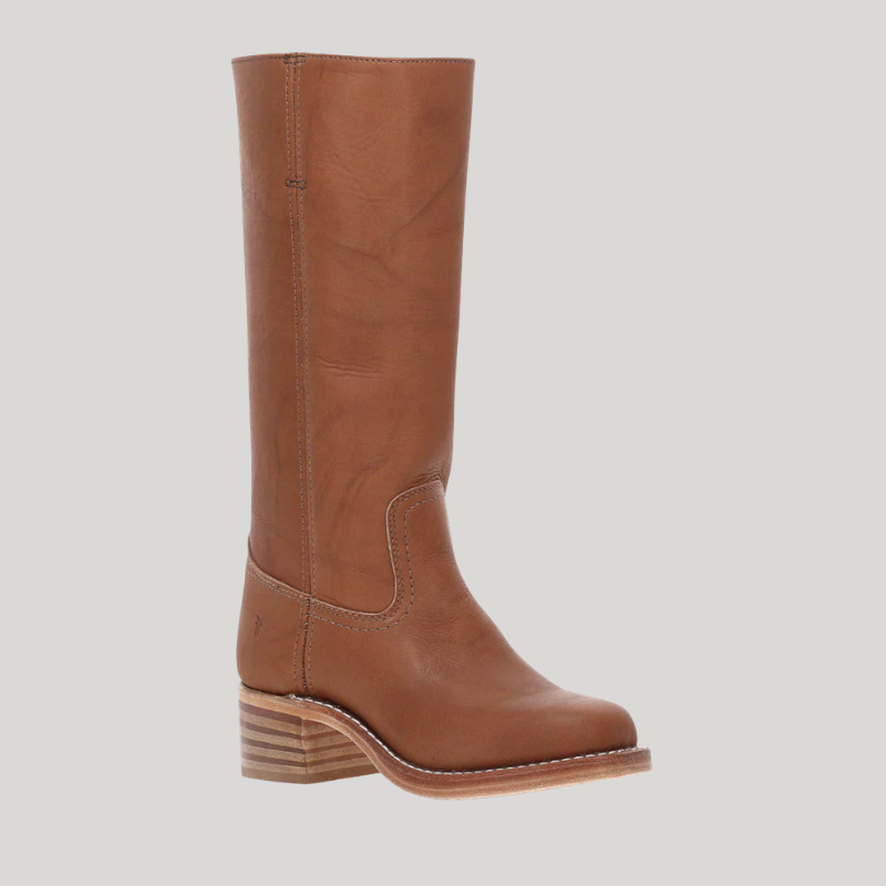 Women’s Knee-High Boots with Stacked Heel and Classic Design