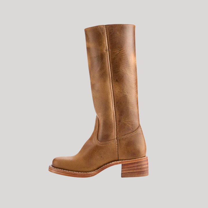 Women’s Knee-High Boots with Stacked Heel and Classic Design