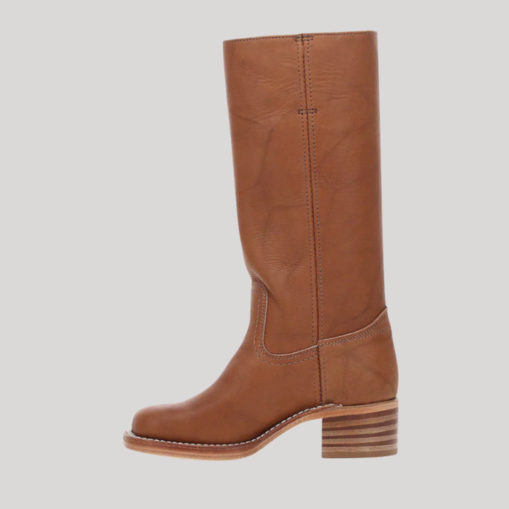 Women’s Knee-High Boots with Stacked Heel and Classic Design