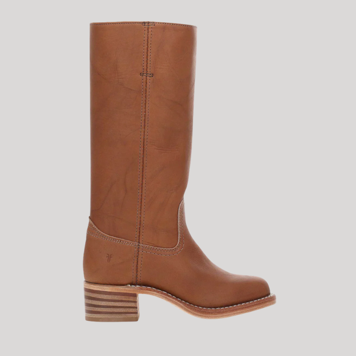 Women’s Knee-High Boots with Stacked Heel and Classic Design