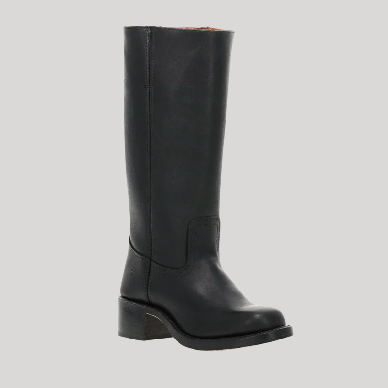 Women’s Knee-High Boots with Stacked Heel and Classic Design