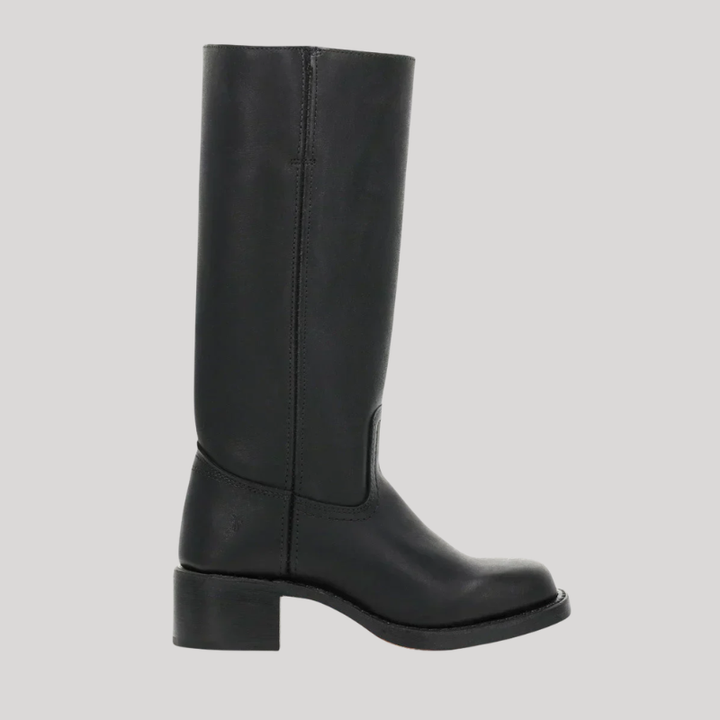 Women’s Knee-High Boots with Stacked Heel and Classic Design