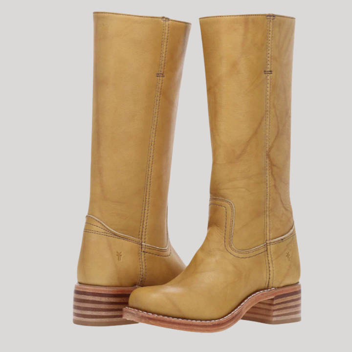 Women’s Knee-High Boots with Stacked Heel and Classic Design