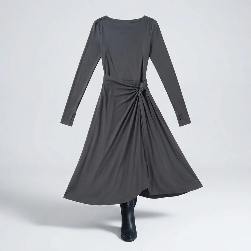 Women's Long Sleeve Knotted Maxi Dress