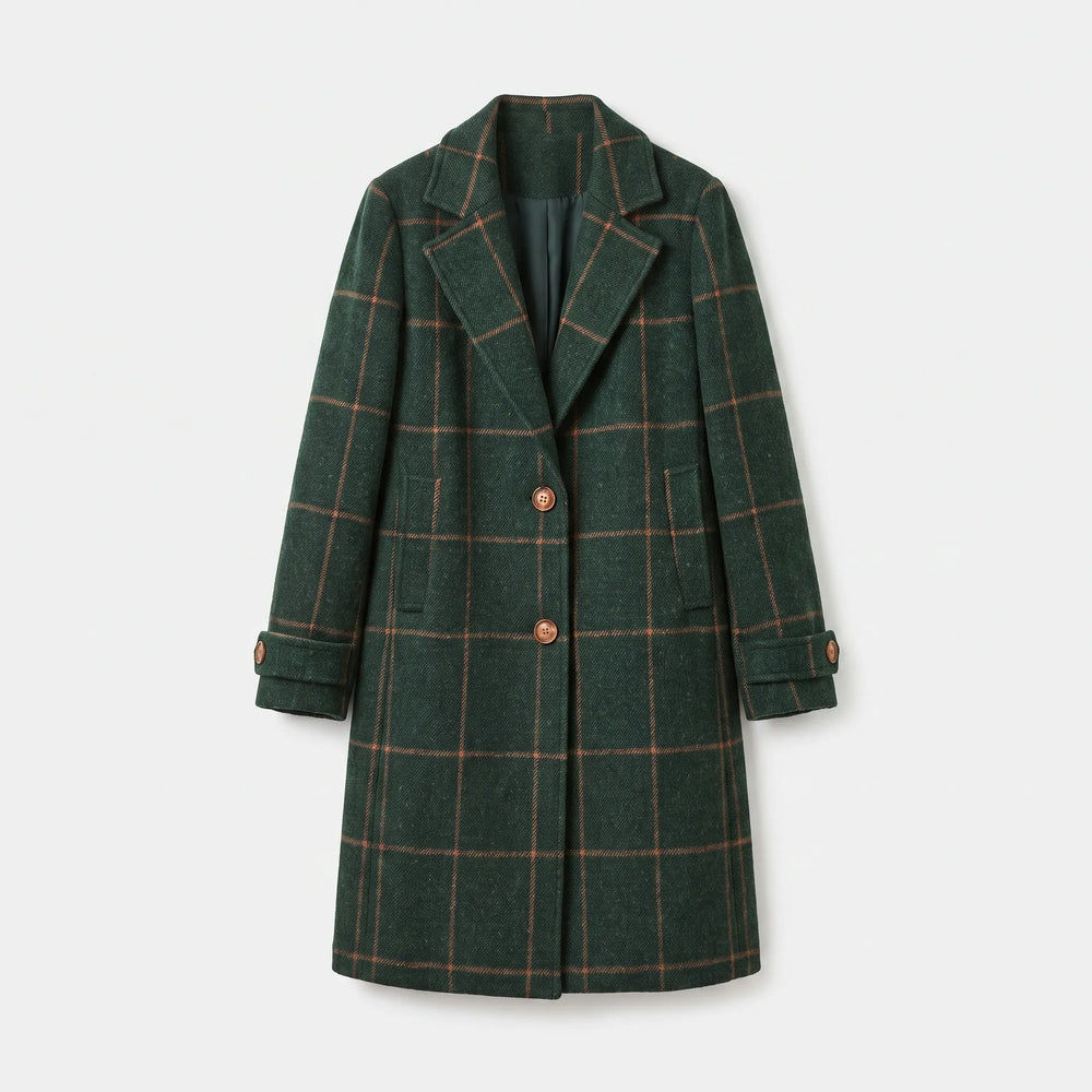 Women's Longline Check Patterned Winter Coat