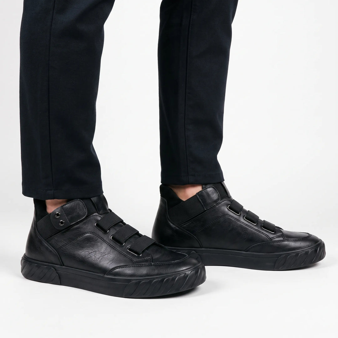 Women's Mens Black Smart Casual Slip On Trainers