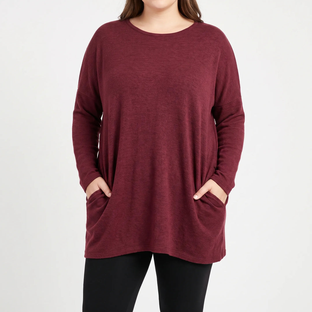 Women's Oversized Long-Sleeve Tunic Top