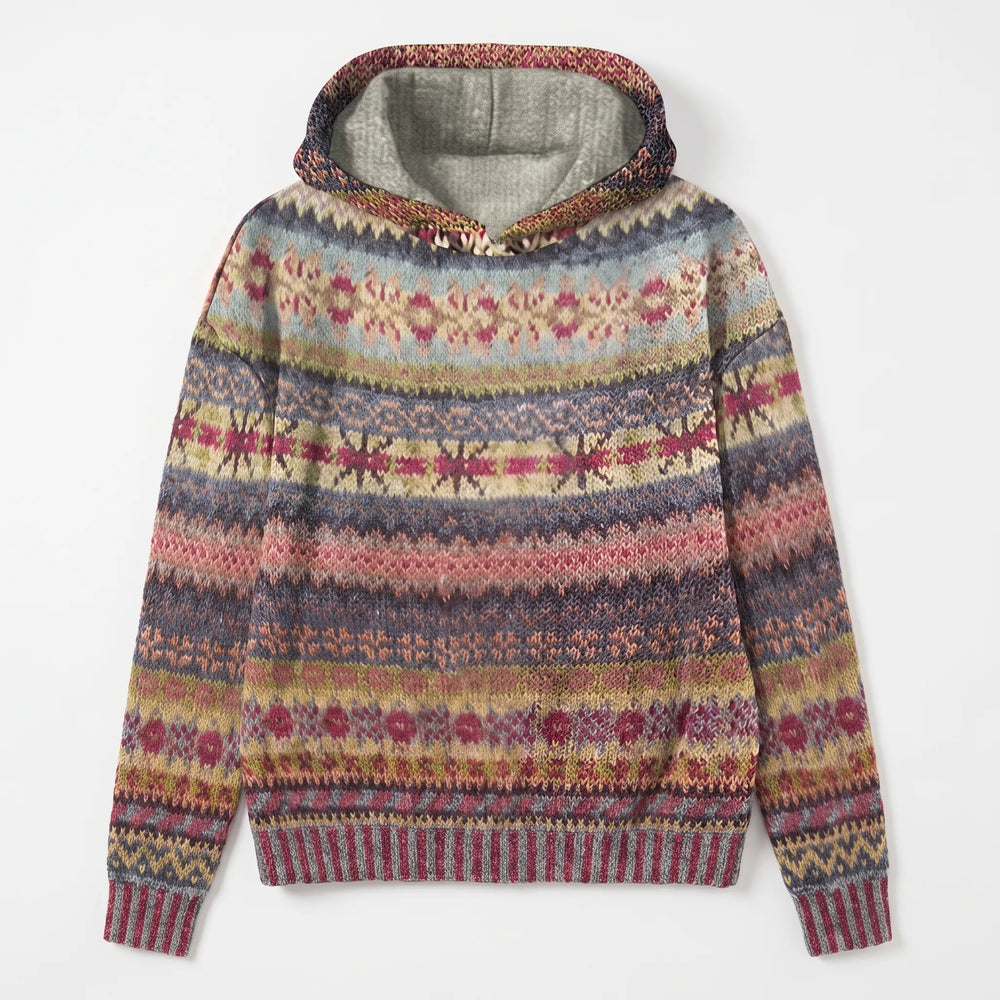 Women's Oversized Patterned Knit Hoodie