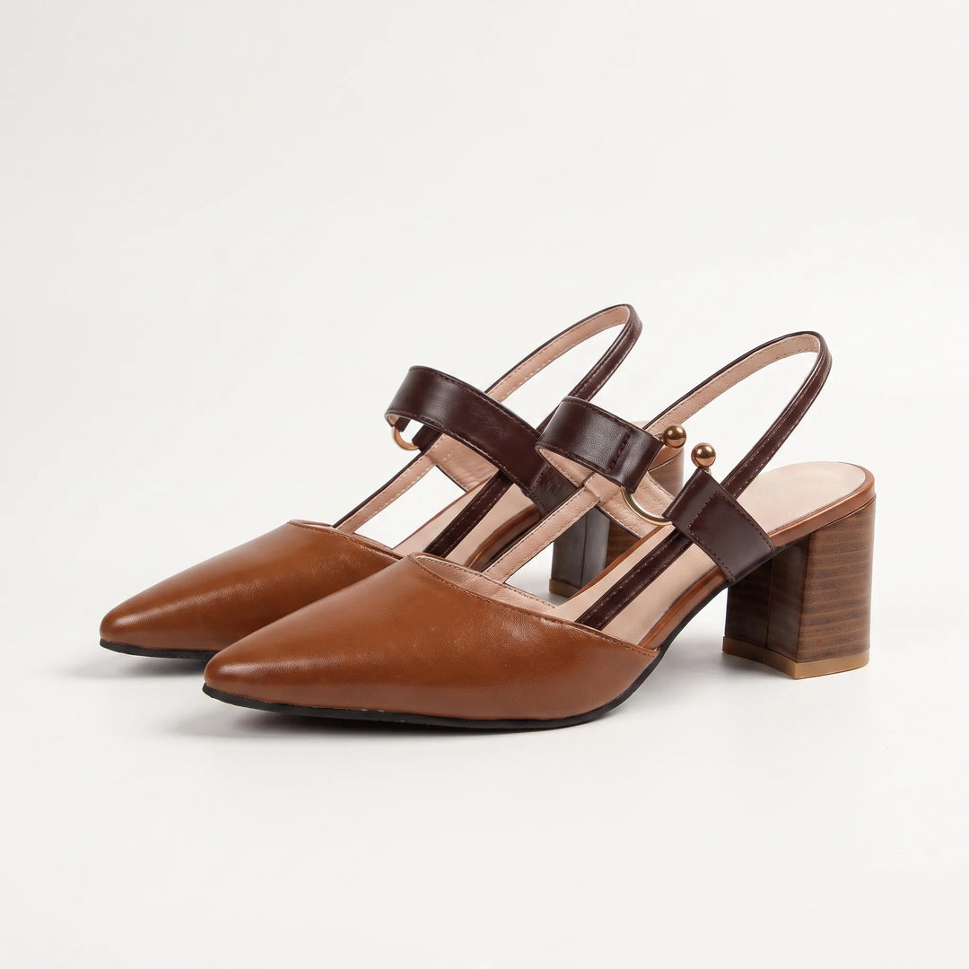 Women's Pointed Toe Block Heel Slingback Pumps