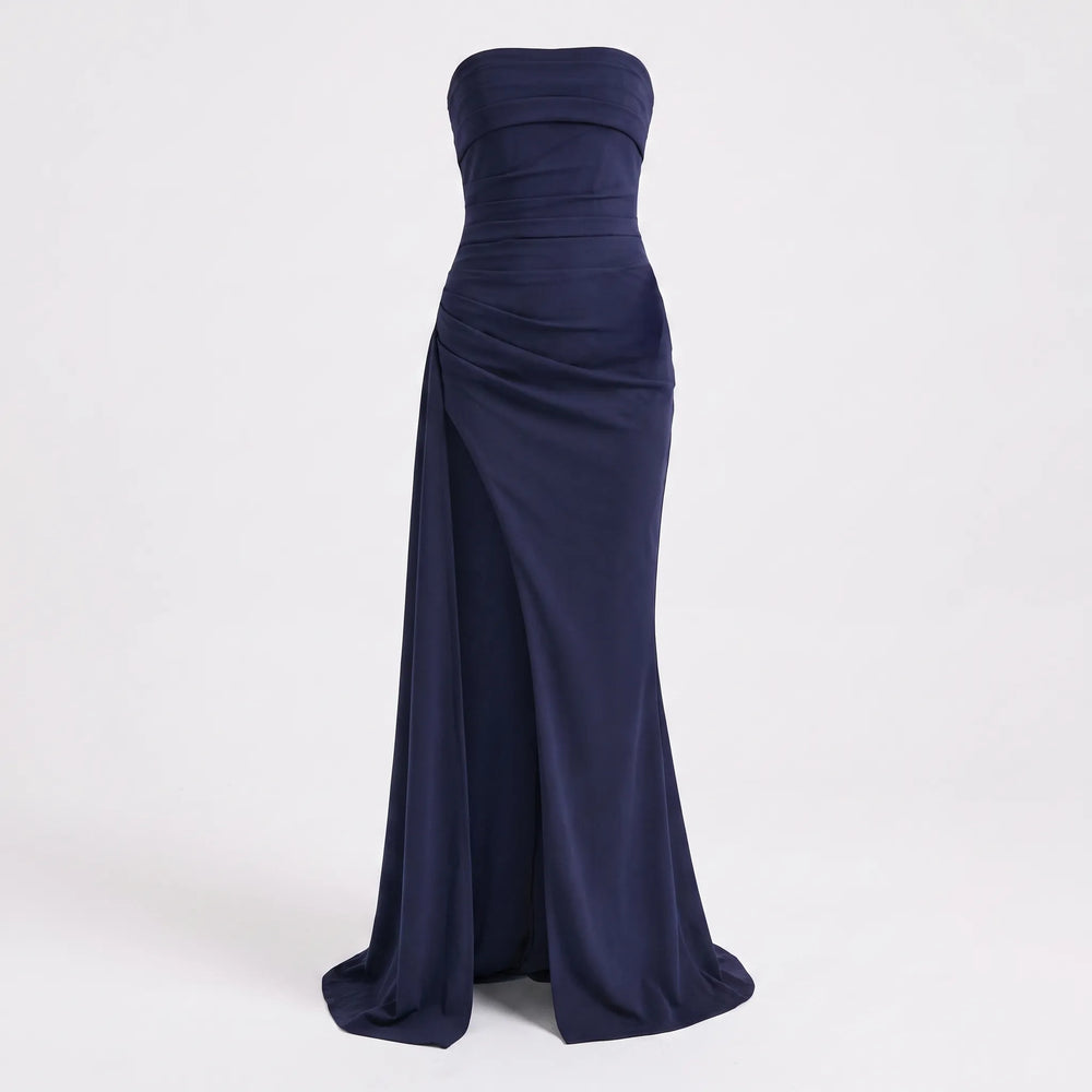 Women's Strapless Ruched Maxi Dress