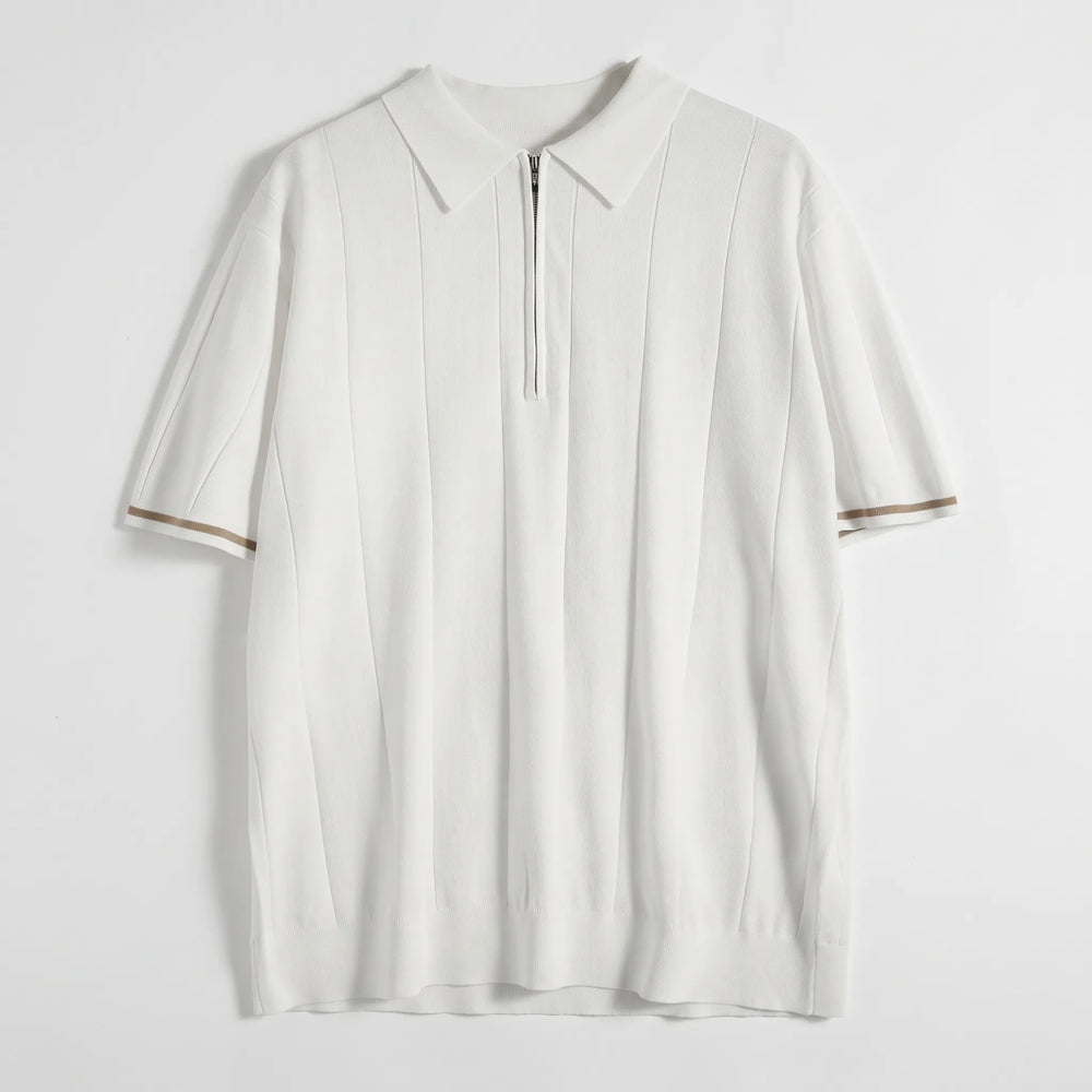 Women's Textured Short Sleeve Zip Polo Shirt
