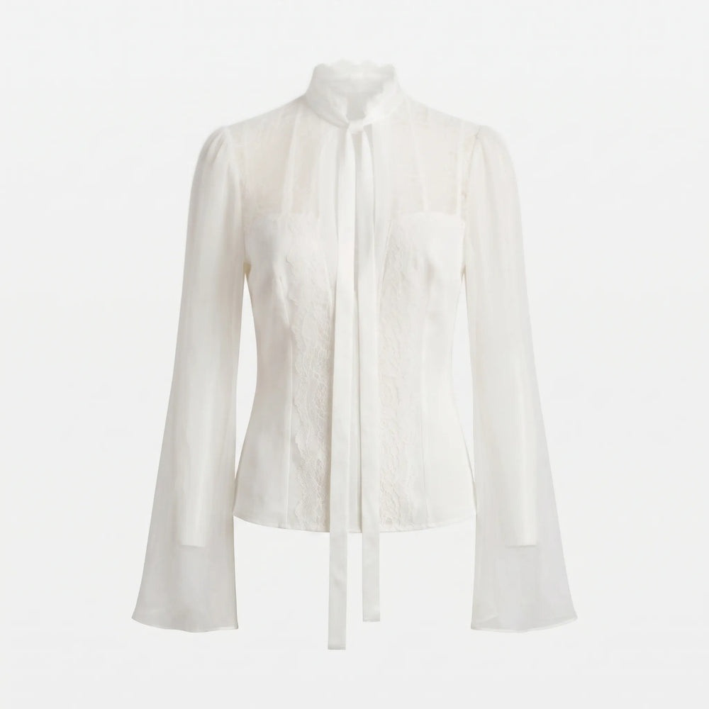 Women's Tie Neck Long Sleeve Top