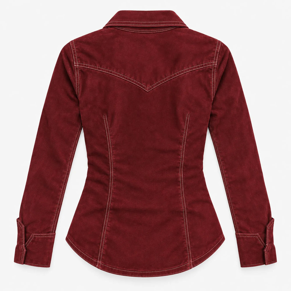 Women's Vintage-Style Zip Denim Shirt